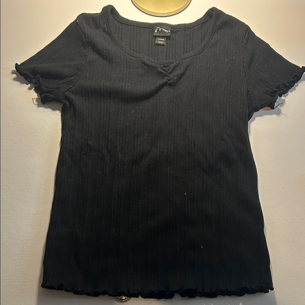 Forever 21 Black Ribbed Short Sleeve Top